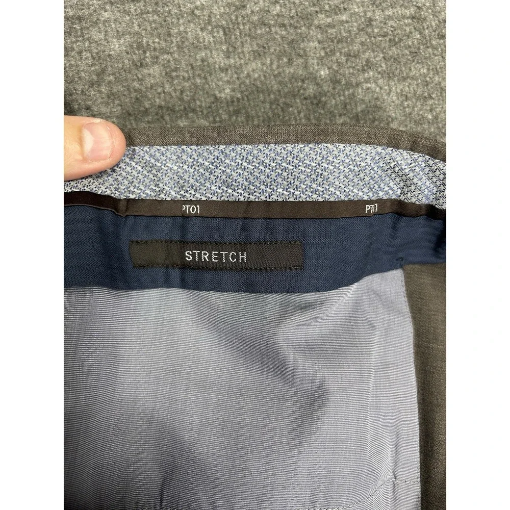 PT01 Dress Pants‎ Trousers Mens (52) 35x32 Gray Brown Strech Easy fit Wool Blend
